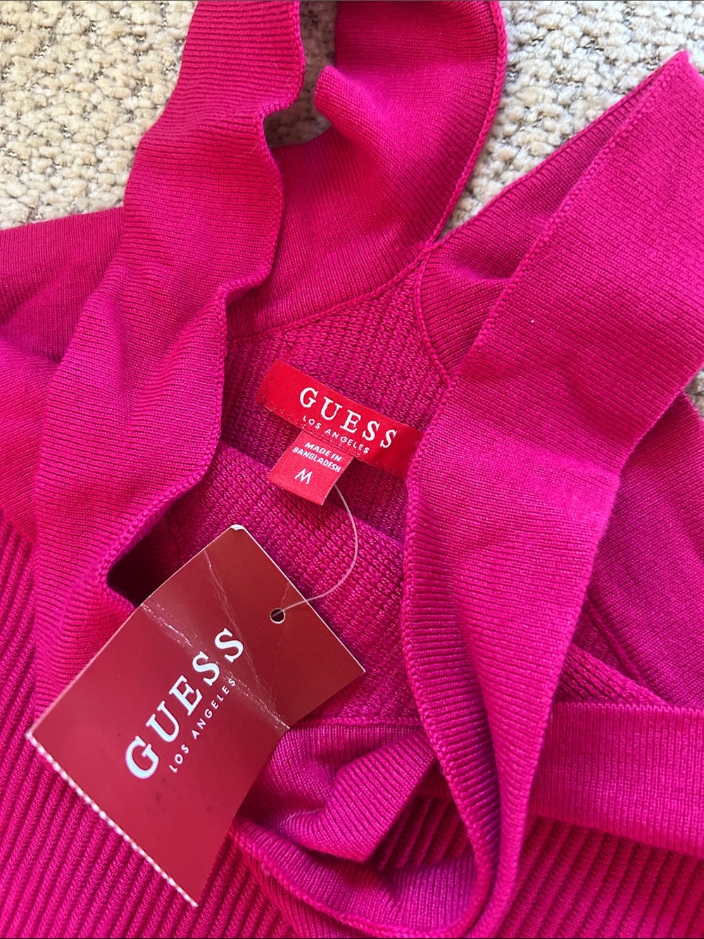 Guess Fuchsia Ribbed Mini Dress - Picture 3 of 4